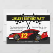 Rood Zwart Wit Geel Race Auto Verjaardagsfeest Kaart (Voorkant)
