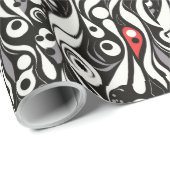 Rood Zwart Wit Geometrie Abstract Cadeaupapier (Rol Hoek)