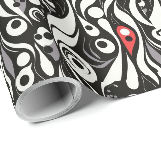 Rood Zwart Wit Geometrie Abstract Cadeaupapier (Rol Hoek)