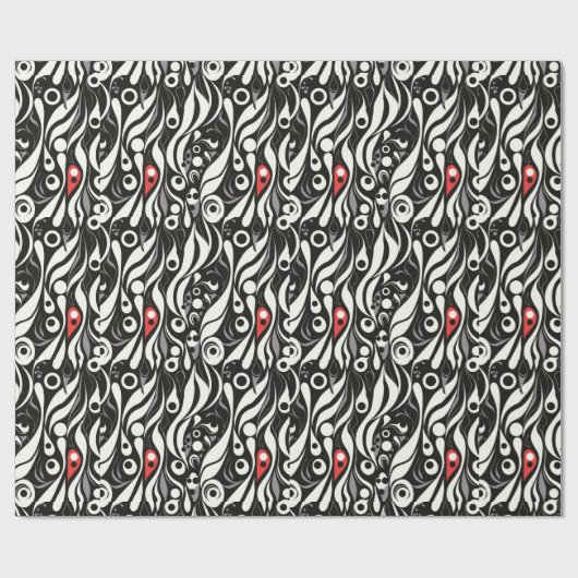Rood Zwart Wit Geometrie Abstract Cadeaupapier (Vlak)