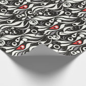 Rood Zwart Wit Geometrie Abstract Cadeaupapier (Hoek)