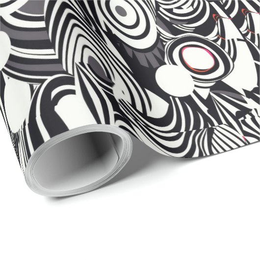 Rood Zwart Wit Geometrie Abstract Cadeaupapier (Rol Hoek)