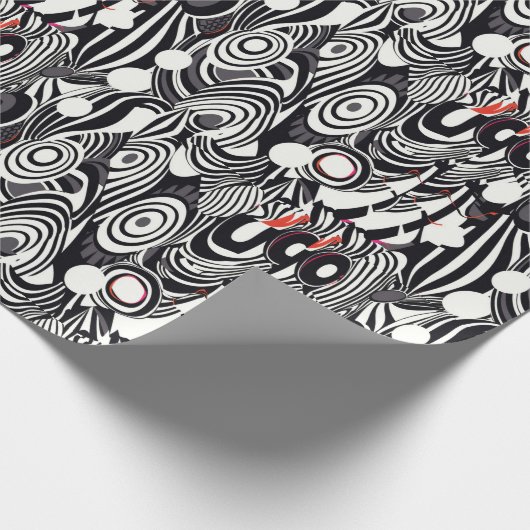 Rood Zwart Wit Geometrie Abstract Cadeaupapier (Hoek)