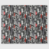 Rood Zwart Wit Geometrie Abstract Cadeaupapier (Vlak)