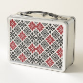 Rood Zwart Wit Geometrisch Folk Patroon (Achterkant)
