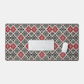 Rood Zwart Wit Geometrisch Folk Patroon Bureaumat (Keyboard & Muis)