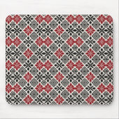 Rood Zwart Wit Geometrisch Folk Patroon Muismat (Voorkant)