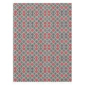 Rood Zwart Wit Geometrisch Folk Patroon Tafelkleed (Voorkant)