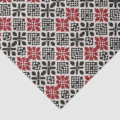 Rood Zwart Wit Geometrisch Folk Patroon Tissuepapier (Detail)