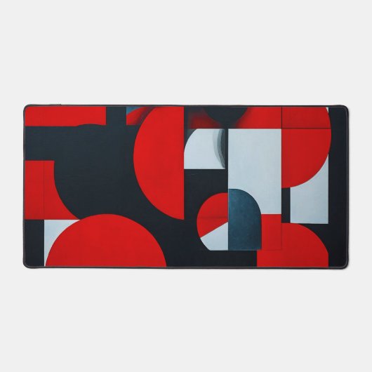 Rood Zwart Wit Geometrisch Modern Kantoormeubilair Bureaumat (Voorkant)