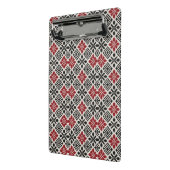 Rood Zwart Wit Geometrische Keffiyeh Folk Patroon Mini Klembord (Angled2)