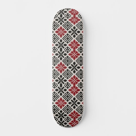 Rood Zwart Wit Geometrische Keffiyeh Folk Patroon Persoonlijk Skateboard (Voorkant)