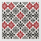 Rood Zwart Wit Geometrische Keffiyeh Folk Patroon Raamsticker (Vel)