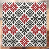 Rood Zwart Wit Geometrische Keffiyeh Folk Patroon Raamsticker (Vel 2)