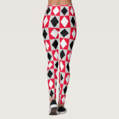 Rood Zwart Wit Geometrische Rhombus Diamant Leggings (Achterkant)