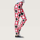 Rood Zwart Wit Geometrische Rhombus Diamant Leggings (Rechts)
