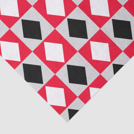 Rood Zwart Wit Geometrische Rhombus Diamant Tissuepapier (Detail)
