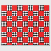 Rood Zwart Wit Geometrische Vierkante Driehoek Cadeaupapier (Vlak)