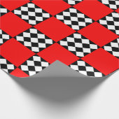 Rood Zwart Wit Geometrische Vierkante Driehoek Cadeaupapier (Hoek)