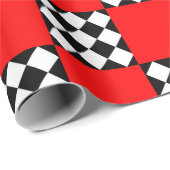 Rood Zwart Wit Geometrische Vierkante Driehoek Cadeaupapier (Rol Hoek)