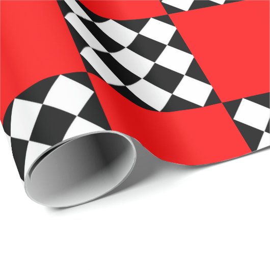 Rood Zwart Wit Geometrische Vierkante Driehoek Cadeaupapier (Rol Hoek)