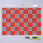 Rood Zwart Wit Geometrische Vierkante Driehoek Tissuepapier (Craft)