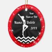 Rood, zwart, wit, gepersonaliseerd, Gymastics Gift Keramisch Ornament (Links)