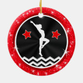 Rood, zwart, wit, gepersonaliseerd, Gymastics Gift Keramisch Ornament (Achterkant)