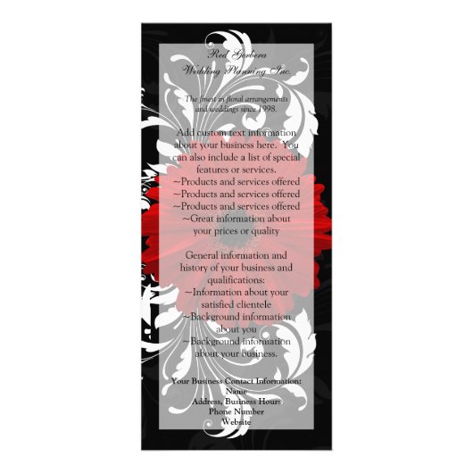 Rood, Zwart, Wit Gerbera Daisy Menu, Programma (Voorkant)