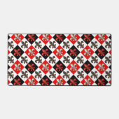 Rood Zwart Wit Geruit Fleur-de-lis Design Bureaumat (Voorkant)
