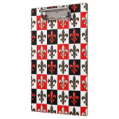 Rood Zwart Wit Geruit Fleur-de-lis Design Klembord (Links)