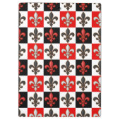 Rood Zwart Wit Geruit Fleur-de-lis Design Klembord (Achterkant)