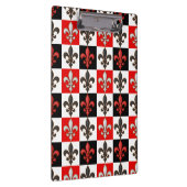 Rood Zwart Wit Geruit Fleur-de-lis Design Klembord (Rechts)