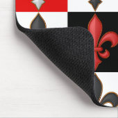 Rood Zwart Wit Geruit Fleur-de-lis Design Muismat (Hoek)