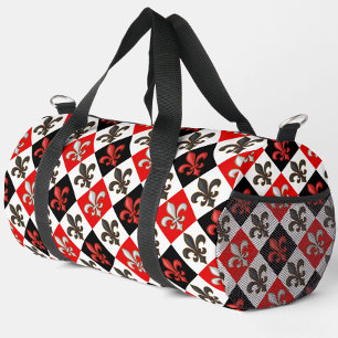 Rood Zwart Wit Geruit Fleur-de-lis Design Plunjezak