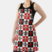 Rood Zwart Wit Geruit Fleur-de-lis Design Schort