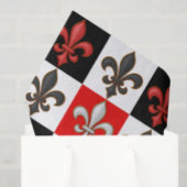 Rood Zwart Wit Geruit Fleur-de-lis Design Tissuepapier