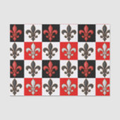 Rood Zwart Wit Geruit Fleur-de-lis Design Tissuepapier (Voorkant)