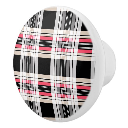 Rood zwart wit geruit keramische knop (Rechts)
