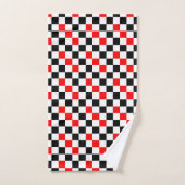 Rood Zwart Wit Geruit Patroonontwerp Bad Handdoek (Handdoek)