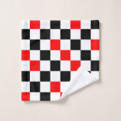 Rood Zwart Wit Geruit Patroonontwerp Bad Handdoek (Wasdoekje)