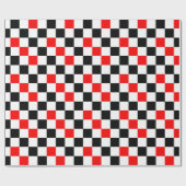 Rood Zwart Wit Geruit Patroonontwerp  Cadeaupapier (Vlak)