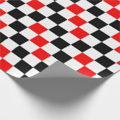 Rood Zwart Wit Geruit Patroonontwerp  Cadeaupapier (Hoek)
