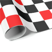 Rood Zwart Wit Geruit Patroonontwerp  Cadeaupapier (Rol Hoek)