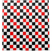 Rood Zwart Wit Geruit Patroonontwerp Douchegordijn (Voorkant)