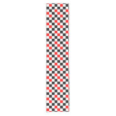 Rood Zwart Wit Geruit Patroonontwerp  Korte Tafelloper (Voorkant)