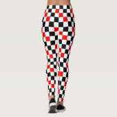 Rood Zwart Wit Geruit Patroonontwerp Leggings (Achterkant)