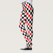 Rood Zwart Wit Geruit Patroonontwerp Leggings (Links)