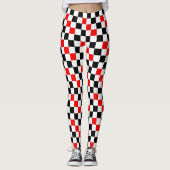 Rood Zwart Wit Geruit Patroonontwerp Leggings (Voorkant)