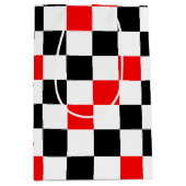 Rood Zwart Wit Geruit Patroonontwerp Medium Cadeauzakje (Voorkant)
